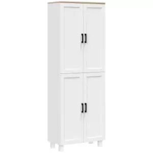 image of HOMCOM Freestanding Kitchen Cupboard, 4-Door Storage Cabinet Organizer with Adjustable Shelves, 170cm, White