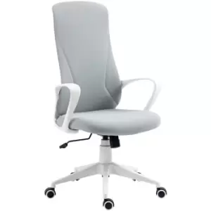 image of High-Back Home Office Chair Height Adjustable Elastic Desk Chair Grey - Light Grey - Vinsetto