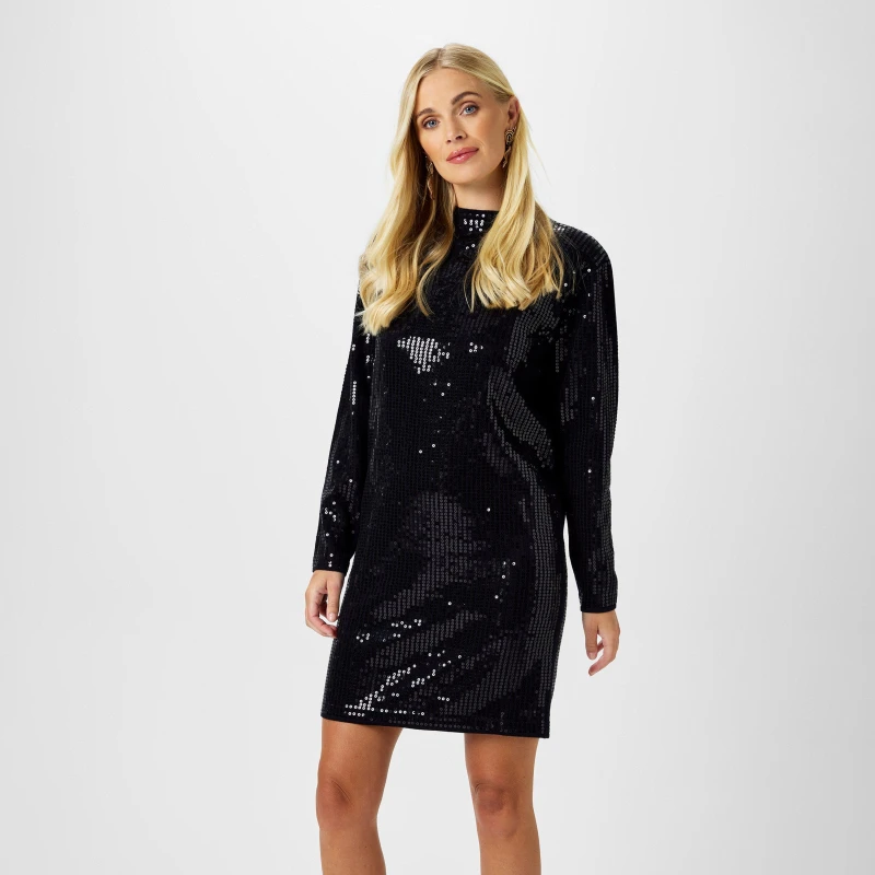 Image of Biba Biba Sequin Tunic Dress - Black 8