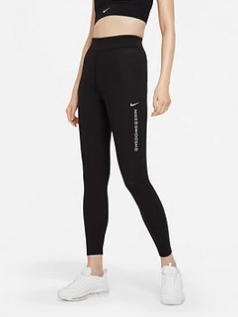 Image of Nike NSW Swoosh Leggings - Black, Size S, Women