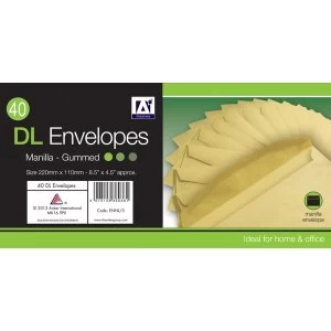 image of A Star DL Gummed Manila Envelopes Pack 30