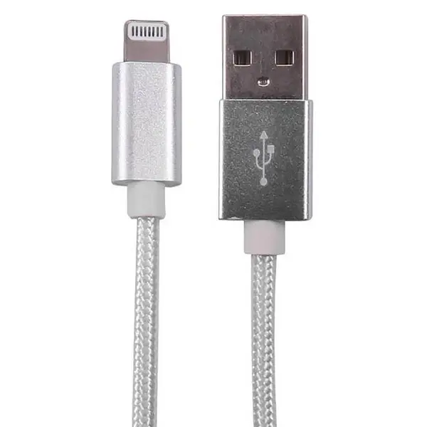 Image of Newlink USB 2.0 A to Braided Lightning Cable - White - 2 Metres