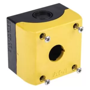 Image of Eaton Grey/Yellow Plastic M22 Push Button Enclosure - 1 Hole 22mm Diameter
