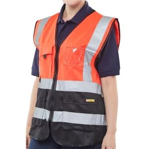 BSeen High Vis Two Tone Executive Waistcoat 3LX RedBlack Ref