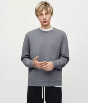 Image of AllSaints Mens Saka Crew Sweatshirt, Serene Blue, Size: XS
