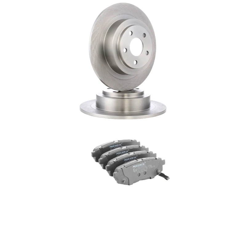 Image of RIDEX 3405B1889 Brake disc and pads set Rear Axle, Brake Disc Type: Solid Brake Set,disc brakes (3405)