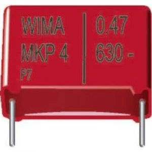 Image of MKP thin film capacitor Radial lead 0.01 uF 1000 Vdc 20 7.5mm L x W x H 10.3 x 5.7 x 12.5mm Wima MKP4O121002F00KS