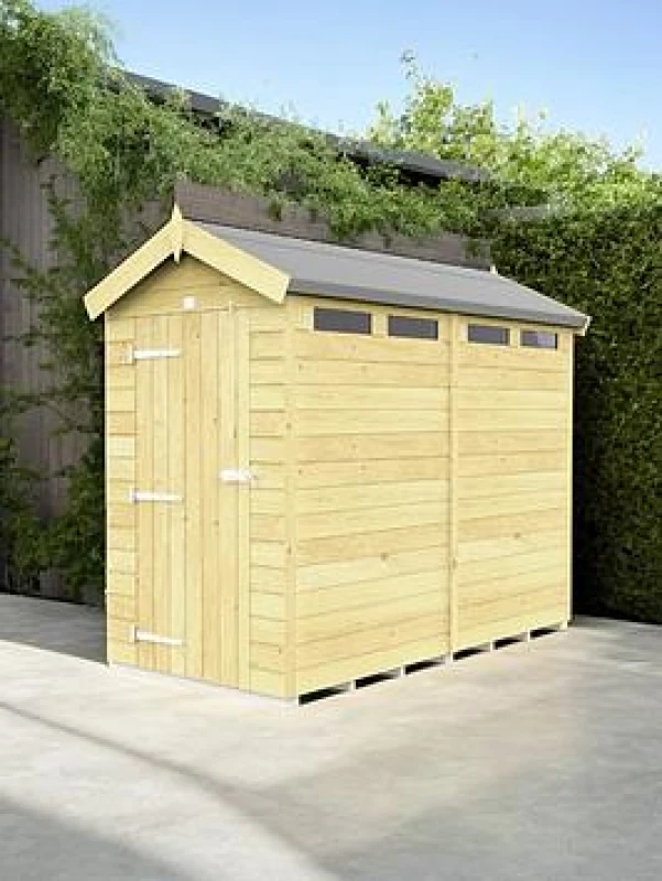 Image of Flat Pack Sheds DIY Sheds 4 x 8 Apex Security Shed, Brown 4X8AFFSEC