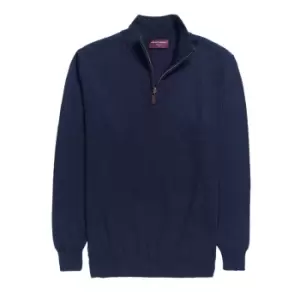 image of Brook Taverner Mens Dallas Zip-Neck Sweater (S) (Navy)