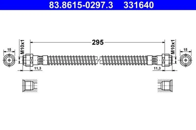 Image of Brake hose ATE 83.8615-0297.3