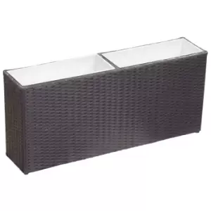 Image of Vidaxl Garden Raised Bed With 2 Pots 90X20X40 Cm Poly Rattan - Black