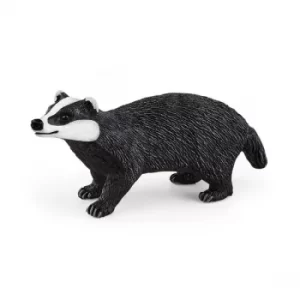 Image of Schleich Wild Life Badger Toy Figure- Black/White