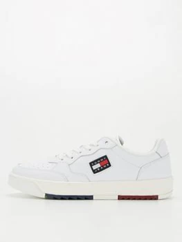 Image of Tommy Jeans Basket Leather Trainers - White, Size 41, Men
