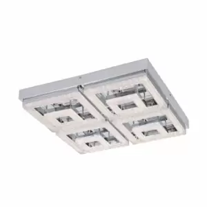 image of Eglo Chrome And Crystal Square Ceiling Light