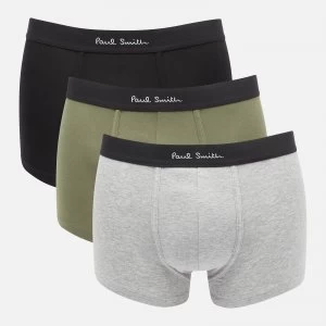 Image of Paul Smith Mens 3 Pack Trunks - Black/Khaki/Grey Melange - L