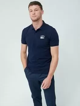 Image of Mens Lacoste Branded Stretch Mini Pique Polo Size 3 - S Navy Blue