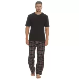 Image of Embargo Mens Jersey Short Sleeve Pyjama Set (L) (Black/Red)