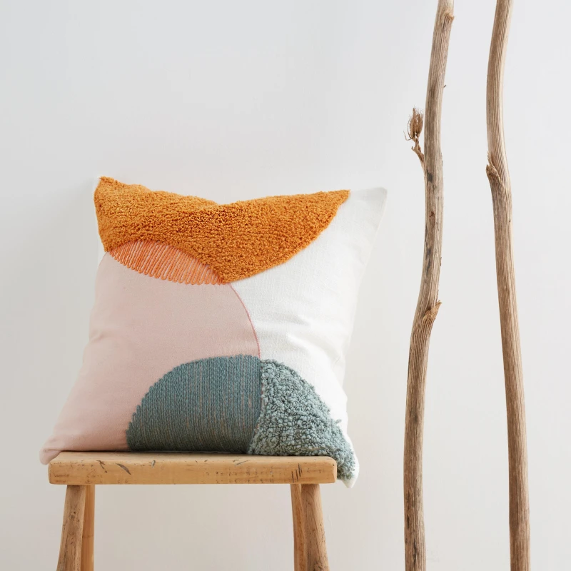Image of Pineapple Elephant Tufted Semi Circles 45cm x 45cm Filled Cushion Terracotta