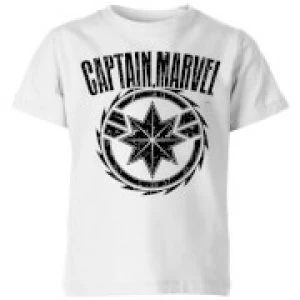 Image of Captain Marvel Logo Kids T-Shirt - White - 11-12 Years