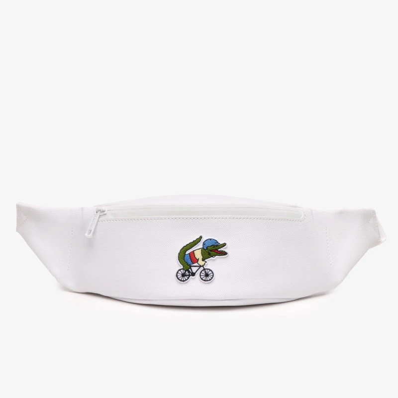 Image of Lacoste Netflix Croc Print Waist Bag Back Packs One Size White 40262501000