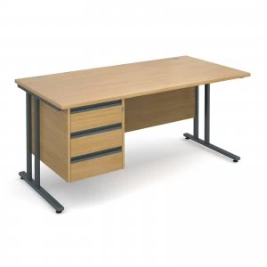 Image of Maestro 25 GL Straight Desk With 3 Drawer Pedestal 1600mm - Graphite c