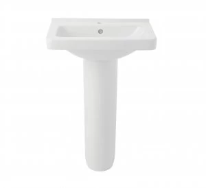 Image of Wickes Vercelli Ceramic Basin with Full Pedestal - 550mm