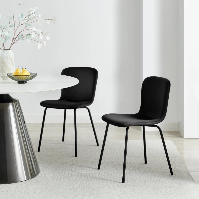Image of FurnitureboxUK FurnitureboxUK 2 x Asti Black Velvet Dining Chairs Black One Size Unisex 5061064388256