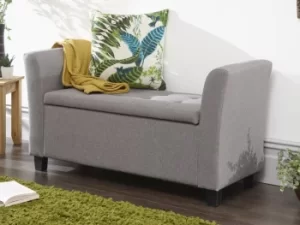 Image of GFW Verona Grey Upholstered Fabric Window Seat Flat Packed
