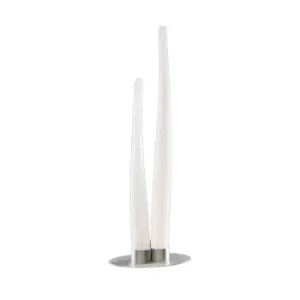 Image of Estalacta Table Lamp 2 Light Indoor, Silver/Opal White