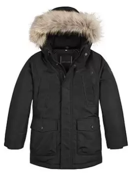 Image of Tommy Hilfiger Boys Tech Parka Coat - Black, Size Age: 12 Years