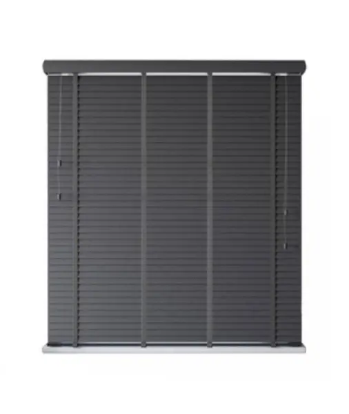 Image of New Edge Blinds Faux Wood Venetian Blind with tapes Dark Grey