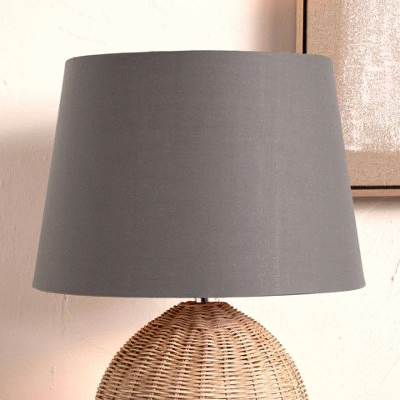 Image of Pacific Lifestyle 25Cm Grey Tapered Poly Cotton Lampshade For Table Lamps And Floor Lamps