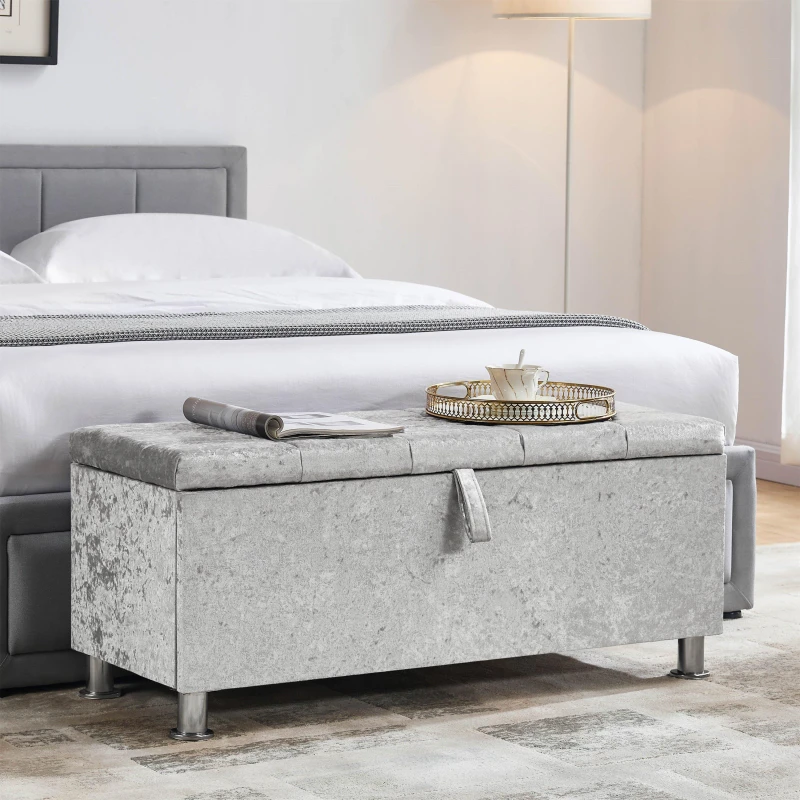 Image of Lassic Vida Designs Valencia Storage Ottoman UKFR Silver Crushed unisex One Size