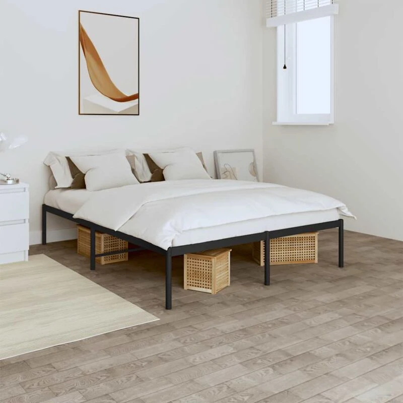 Image of VIDAXL Metal Bed Frame without Mattress Black 140x200cm Vidaxl 8720845720896