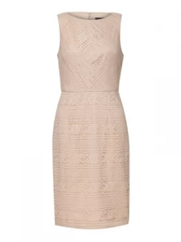 image of Adrianna Papell Vintage Stripe Lace Sheath Dress Natural