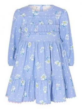 Monsoon Baby Girls S.E.W. Daisy Jersey Shirred Dress - Blue