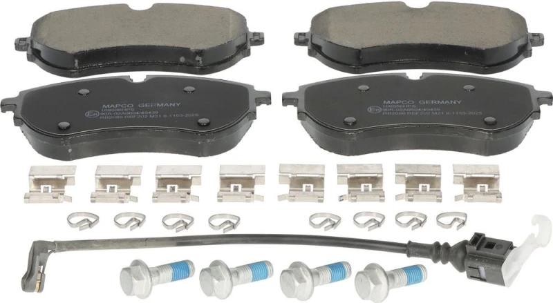 Image of MAPCO 106056HPS Brake pad set Front Axle, prepared for wear warning indicator, with fastening material Brake Pad Set,disc brake (402)