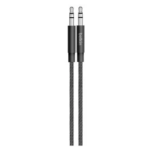 image of Belkin AV10164BT04-BLK 1.25M Braided Tangle Free 3.5MM Audio Cable in Black