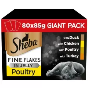 Sheba Fine Flakes Poultry Cat Food 80 x 85g