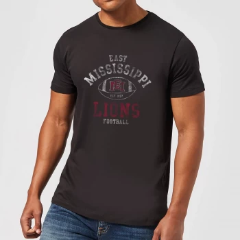 image of East Mississippi Community College Lions Football Distressed Mens T-Shirt - Black - 3XL - Black