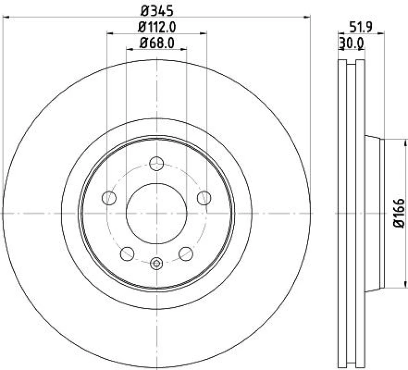 Image of HELLA Brake disc HELLA 8DD 355 117-181