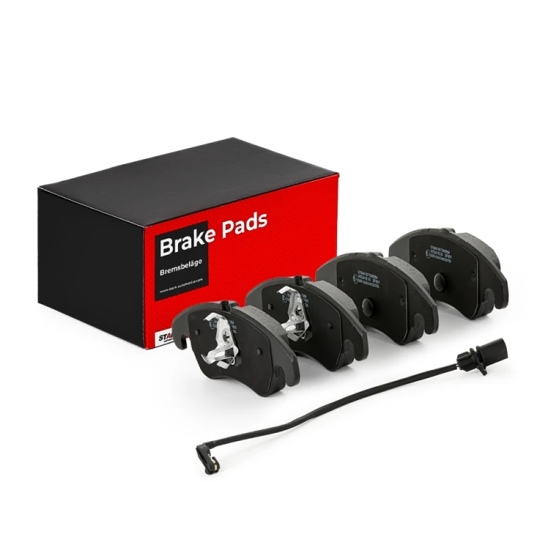 Image of STARK SKBP-0010302 Brake pad set Front Axle, prepared for wear warning indicator, with anti-squeak plate Brake Pad Set,disc brake (402)