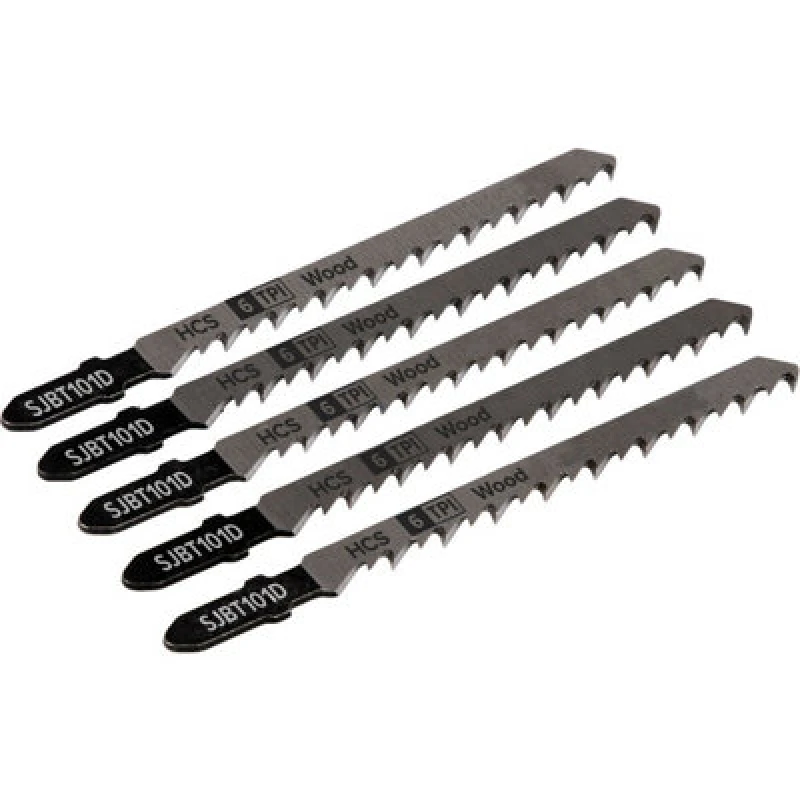 Image of Loops 5 PACK - 100mm HARDWOOD Jigsaw Blade Set - 6 TPI - Ground Taper Precision Cut Multi
