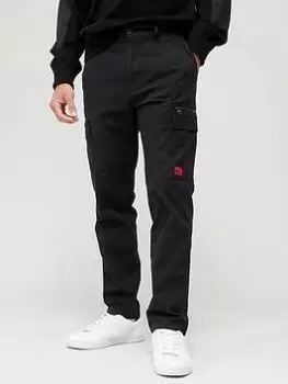 Image of HUGO Glian231d Slim Fit Trousers - Black, Size 46=Uk30In, Inside Leg Regular, Men