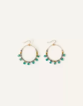 image of Accessorize Womens Large Gem Drop Hoop Earrings