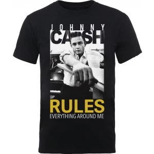 Johnny Cash Rules Everything Mens X-Large T-Shirt - Black