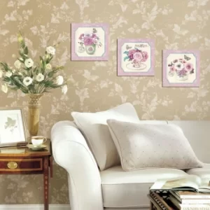 Image of 3BT036 Pink White Fuchsia Green Decorative MDF Painting (3 Pieces)