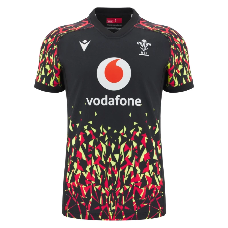 Image of Macron Wales Rugby Training Shirt 2025 Adults Black male Large