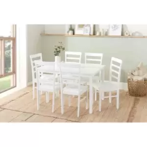 image of Birlea Cottesmore Rectangle Dining Set With 6 Upton Chairs White