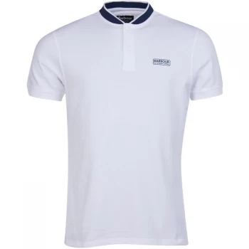 image of Barbour International Tipped Sports Collar Polo Shirt - White WH11